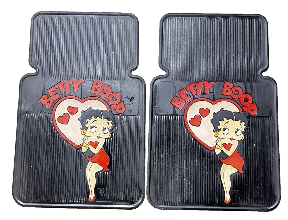 Set of 2 Vintage Betty Boop Heroine of Hearts Front Floor Mats Car/Truck